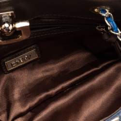 Pre Owned DKNY Blue Croc Embossed Leather Shoulder Bag