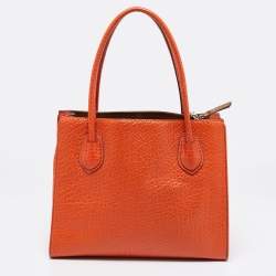 Pre Owned حقيبة يد دي كي إن واي جلد حُبيبي برتقالية