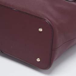 Pre Owned DKNY Burgundy Leather Shopper Tote