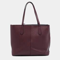 Pre Owned DKNY Burgundy Leather Shopper Tote