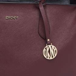 Pre Owned DKNY Burgundy Leather Shopper Tote