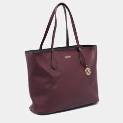 Pre Owned DKNY Burgundy Leather Shopper Tote