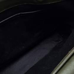 Pre Owned DKNY Olive Green Leather Large Bryant Park Chain Tote