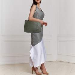 Pre Owned DKNY Olive Green Leather Large Bryant Park Chain Tote