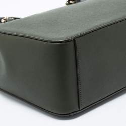 Pre Owned DKNY Olive Green Leather Large Bryant Park Chain Tote