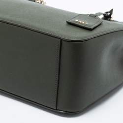 Pre Owned DKNY Olive Green Leather Large Bryant Park Chain Tote