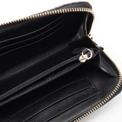 DKNY Black Quilted Leather Zip Around Wallet