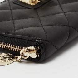 DKNY Black Quilted Leather Zip Around Wallet