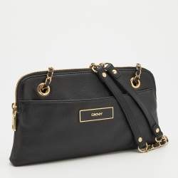 Pre Owned DKNY Black Leather Shoulder Bag