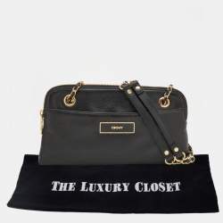 Pre Owned DKNY Black Leather Shoulder Bag