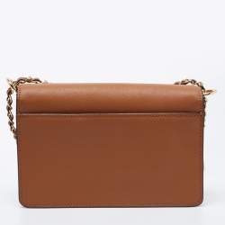 Pre Owned DKNY Brown Leather Chain Crossbody Bag