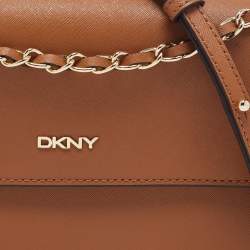 Pre Owned DKNY Brown Leather Chain Crossbody Bag