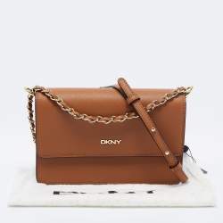 Pre Owned DKNY Brown Leather Chain Crossbody Bag