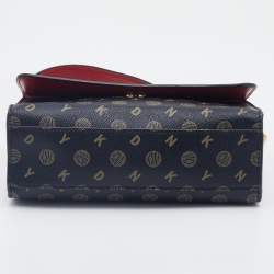 Pre Owned DKNY Tri Color Coated Canvas and Leather Flap Shoulder Bag