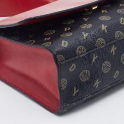 Pre Owned DKNY Tri Color Coated Canvas and Leather Flap Shoulder Bag