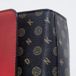 Pre Owned DKNY Tri Color Coated Canvas and Leather Flap Shoulder Bag