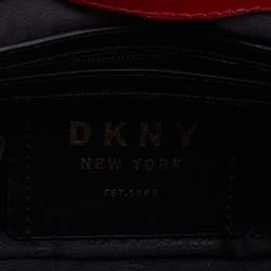 Pre Owned DKNY Tri Color Coated Canvas and Leather Flap Shoulder Bag