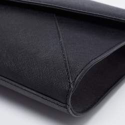 Pre Owned DKNY Black Saffiano Leather Envelope Flap Clutch