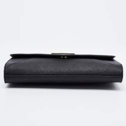 Pre Owned DKNY Black Saffiano Leather Envelope Flap Clutch