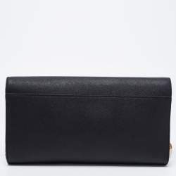 Pre Owned DKNY Black Saffiano Leather Envelope Flap Clutch