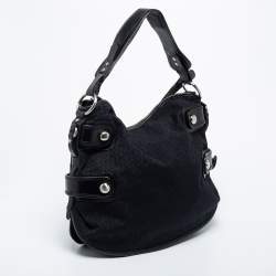 Pre Owned Dkny Black Canvas and Leather Shoulder Bag