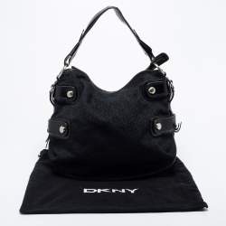 Pre Owned Dkny Black Canvas and Leather Shoulder Bag