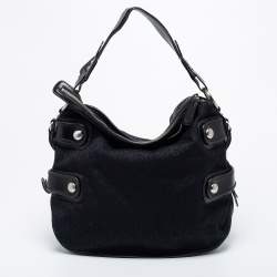 Pre Owned Dkny Black Canvas and Leather Shoulder Bag