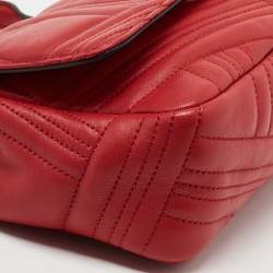 Pre Owned DKNY Red Quilted Leather Allen Flap Shoulder Bag