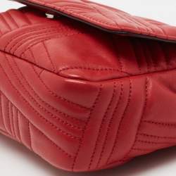 Pre Owned DKNY Red Quilted Leather Allen Flap Shoulder Bag