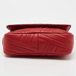 Pre Owned DKNY Red Quilted Leather Allen Flap Shoulder Bag