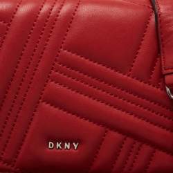 Pre Owned DKNY Red Quilted Leather Allen Flap Shoulder Bag