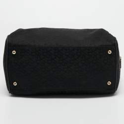 Pre Owned DKNY Black Signature Canvas and Leather Boston Bag