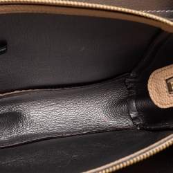 Pre Owned DKNY Beige Grained Leather Clasp Detailed Shoulder Bag