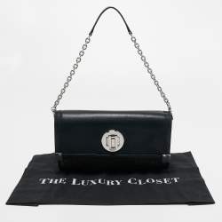 Pre Owned DKNY Black Canvas and Leather Flap Crossbody Bag