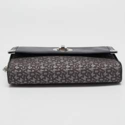 Pre Owned DKNY Black Canvas and Leather Flap Crossbody Bag