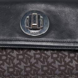 Pre Owned DKNY Black Canvas and Leather Flap Crossbody Bag