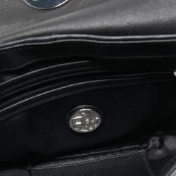 Pre Owned DKNY Black Canvas and Leather Flap Crossbody Bag