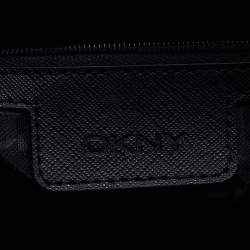 Pre Owned DKNY Black Lizard Embossed Leather Front Pocket Satchel