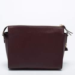 Pre Owned DKNY Burgundy Leather Zip Crossbody Bag