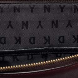 Pre Owned DKNY Burgundy Leather Zip Crossbody Bag