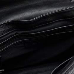 Pre Owned DKNY Black Pinstripe Quilted Leather Gansevoort Flap Top Handle Bag