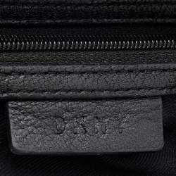 Pre Owned DKNY Black Pinstripe Quilted Leather Gansevoort Flap Top Handle Bag