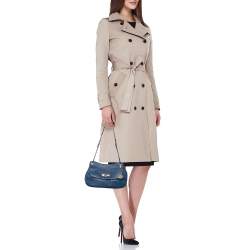 Pre Owned DKNY Blue Leather Flap Shoulder Bag