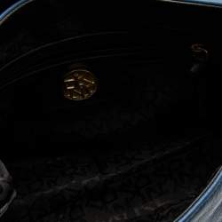 Pre Owned DKNY Blue Leather Flap Shoulder Bag