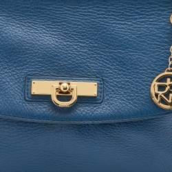 Pre Owned DKNY Blue Leather Flap Shoulder Bag