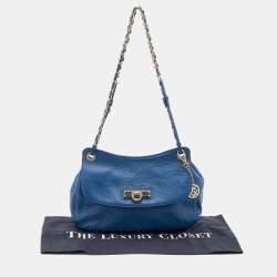 Pre Owned DKNY Blue Leather Flap Shoulder Bag