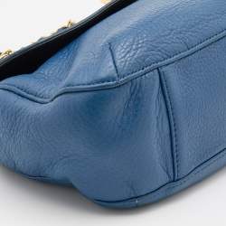 Pre Owned DKNY Blue Leather Flap Shoulder Bag