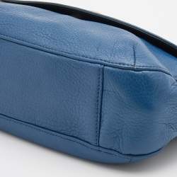 Pre Owned DKNY Blue Leather Flap Shoulder Bag