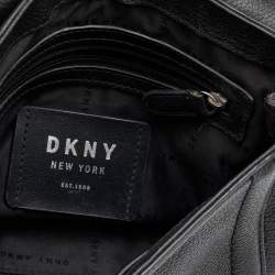 Pre Owned DKNY Black Leather Winona Flap Shoulder Bag