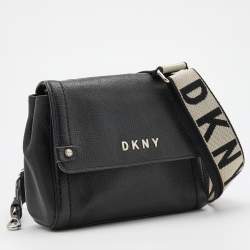 Pre Owned DKNY Black Leather Winona Flap Shoulder Bag